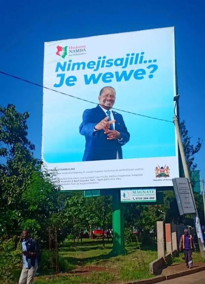 Estimated Amount Of Money Raila Odinga Was Paid To Appear On Huduma Namba Billboard Ad