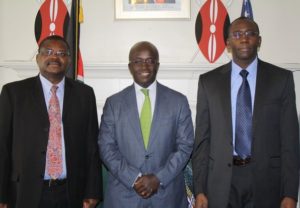 Nyagaka Ongeri (center) during a meeting with former Kenyan Ambassador to the US Dr. Githae on January 28, 2015. |Courtesy| Facebook|