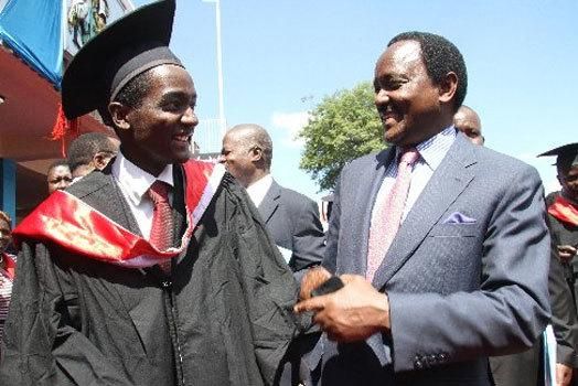 File image of Wiper leader Kalonzo Musyoka and son, Klein Kalonzo. He chose a career in the line of music an journalism. |Photo| Courtesy|