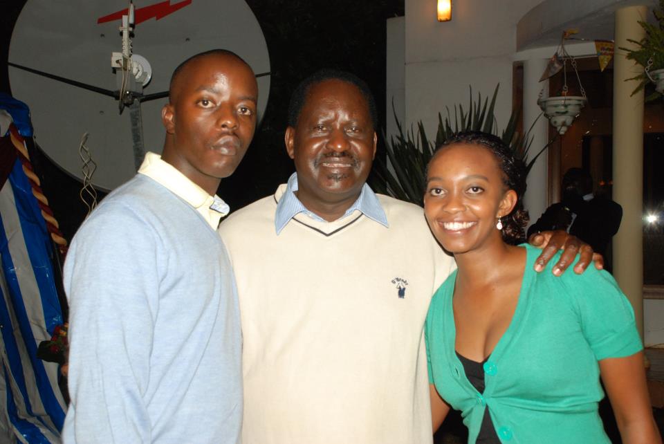 From Left: Raila Jr, ODM Leader Raila Odinga, and Yvonne Kibukosya. |Photo| Courtesy|