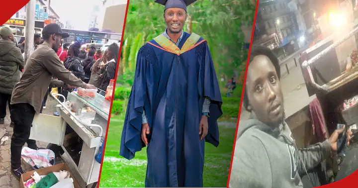 University Graduate Gives Up On Job Hunting, Starts Selling Smokies And Eggs Inside The Nairobi CBD
