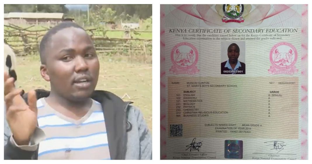 Bill Clinton Muguai: First Class Engineering Graduate Who Scored ‘A’ In KCSE Plans To Burn His Certificates After Being Jobless For Two Years