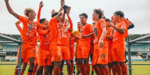 AFC Eskilstuna players celebrate after winning the B17 final in 2022. |Photo| Courtesy|