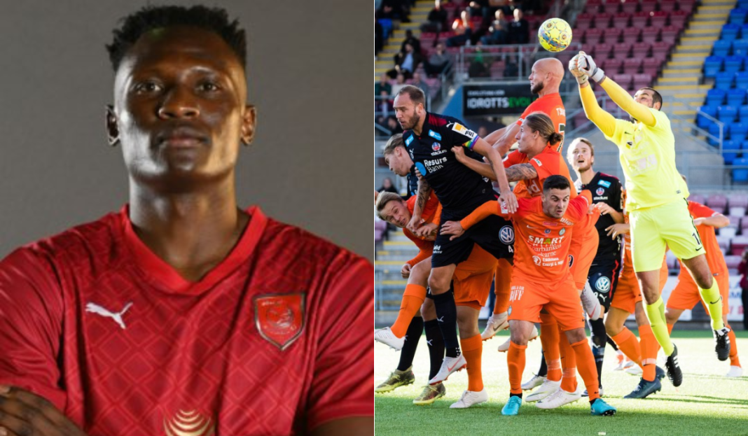 Collage image of Harambee Stars captain and Al Duhail striker Michael Ogada Olunga and AFC Eskilstuna players during a past match. |Photos| Courtesy|