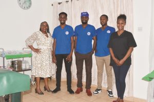 FROM L-R: Sarah Ng’ang’a, Ronald Ng’eno (theatre technician), Vincent Odiek (nurse), Vincent Chesire (nurse) and Damaris Muhoro (nurse).