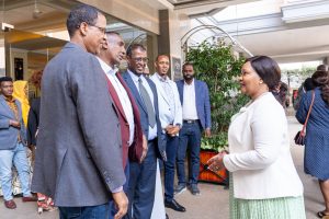 Trade and Investments Cabinet Secretary Rebecca Miano with executives from Gabreire A Group (GAG) Construction Company. |Courtesy|  CS Rebecca Miano|