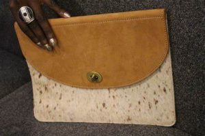File image of a leather bag designed by Weza Wazi founder and proprietor Chebet Mutai. |Photo| Courtesy|