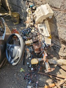 Stolen vehicle parts at Salesio Njagi Kiura's compound in Kamulu. |Courtesy| DCI|
