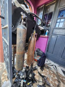 Stolen vehicle parts at Salesio Njagi Kiura's compound in Kamulu. |Courtesy| DCI|