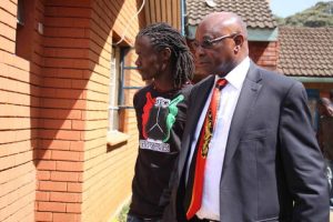 File image of Billionaire investment banker Jimnah Mbaru and musician Juliani. |Photo| Courtesy|