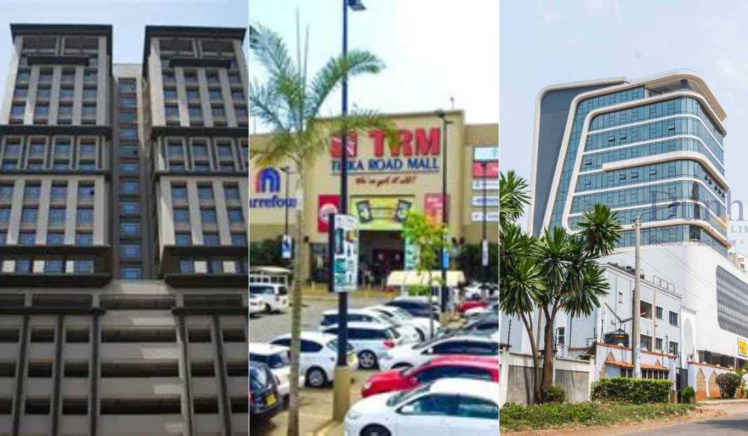 Collage images of Dunhill Towers along Waiyaki Way, the Thika Road Mall (TRM).