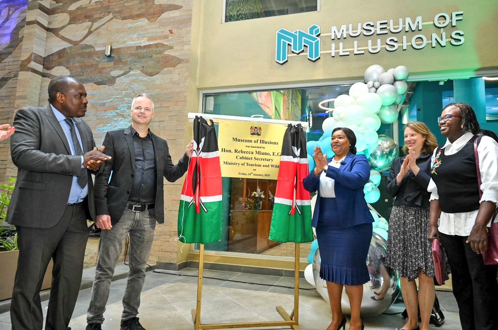 Tourism CS Rebecca Miano during the launch of the Museum of Illusions Nairobi on Friday, January 24, 2025. |Courtesy| CS Miano X|