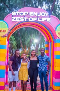From left Bobby Junior, Gordon's Brand Manager Elizabeth Otieno, Ashley Chao and Gordon's Shopper Manager Conrad Otieno