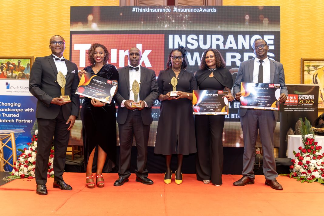 The Equity Bancassurance Intermediary Ltd team led by the Principal Officer, Jane Njeru (3rd left), during the 2025 Think Business Insurance Awards.