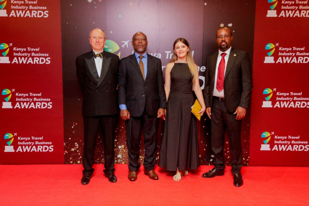 From (left to right): Jonathan Curtis - Vice president, American Express, Collins Wanyonyi - Director SME Banking, Equity Bank, Barbara Macejovska - Marketing, American Express, and Misheck Gathiti, Head of Merchant Acquiring, Equity Bank, during the KeTIBA Gala Dinner.